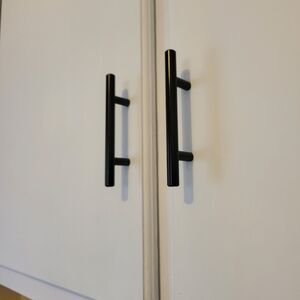 Matte Black T-Bar Cabinet Pulls - Modern Pair